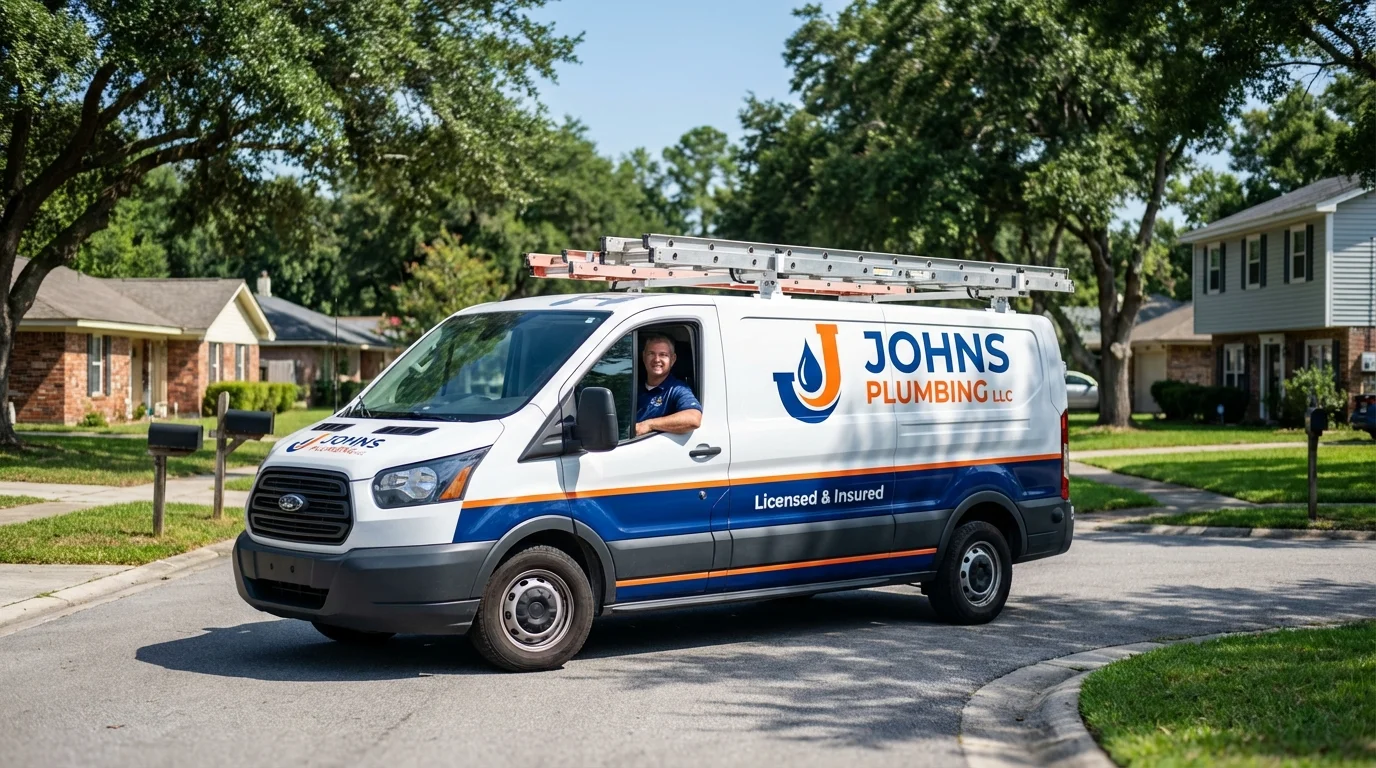 Johns Plumbing LLC service van in Bushland, TX