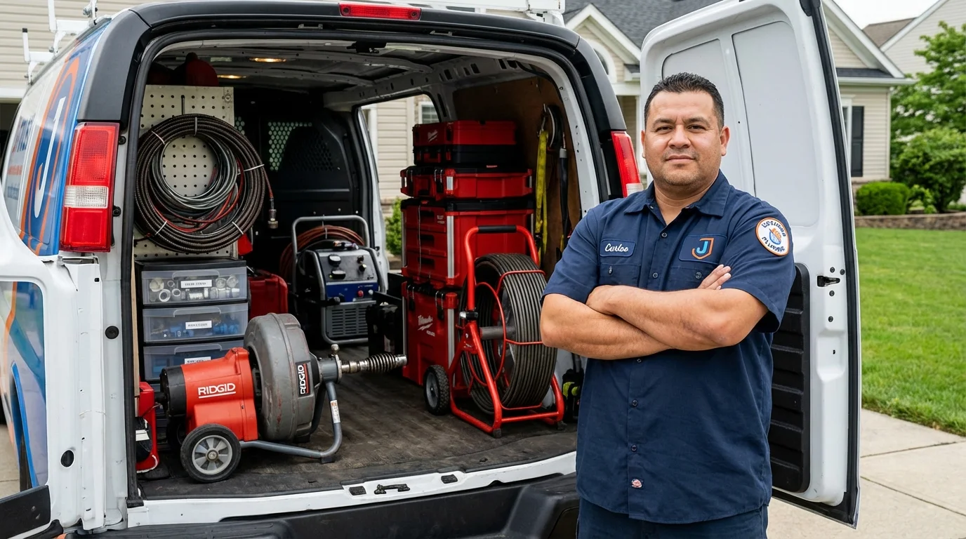 Professional drain cleaning equipment and Johns Plumbing LLC plumber in Bushland